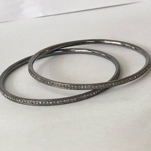 X2 Nadri Bangle Bracelet Gunmetal Dark Gray Silver